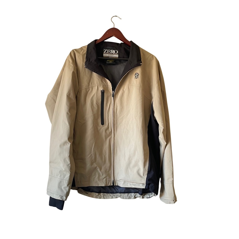 ZERO Restriction Golf Outerwear Jacket‎ Mens L Beige Black Zip Front Lightweight